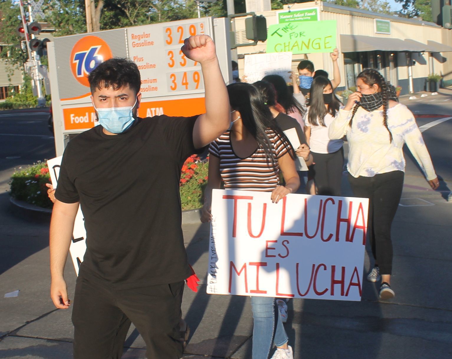 Marching through downtown St. Helena